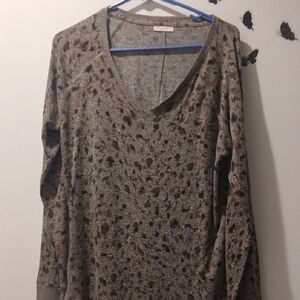 Maurices Animal Print V-Neck Long Sleeve Top